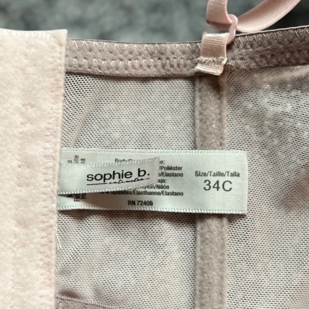 ***Final Drop*** NWT Sophie B Pink Lace over Gray Longline Bra 34C - Picture 11 of 13